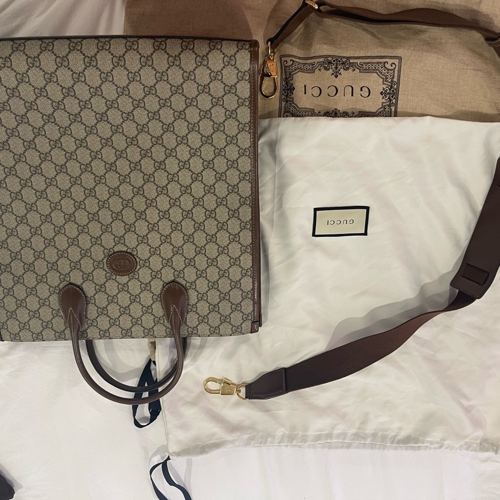 Gucci Brown Leather Briefcase with Monogram Pattern - Picture 9 of 9